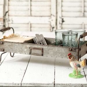 Rustic Divided Metal Tray with Stand