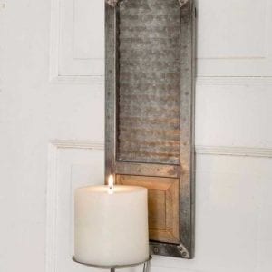 Metal Washboard Candle Sconce