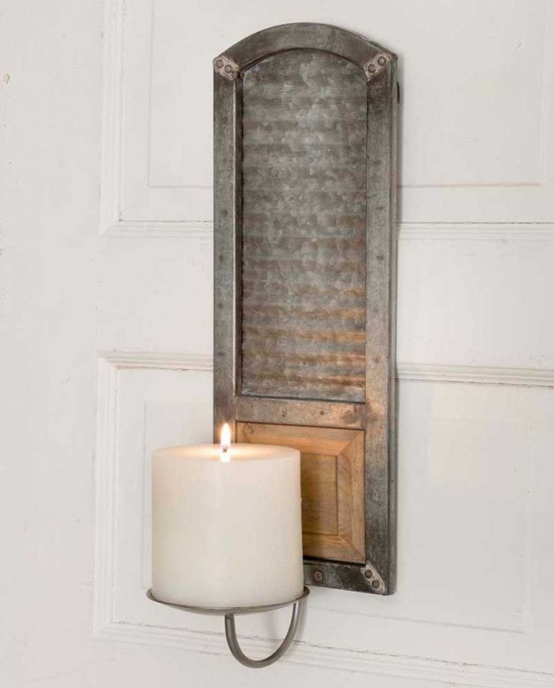 Metal Washboard Candle Sconce
