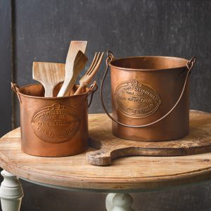copper buckets set of two