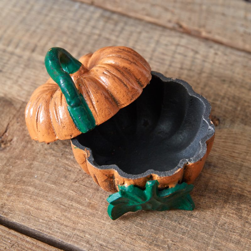 cast iron mini pumpkin trinket box
