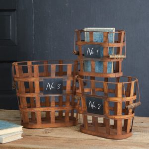 rustic numbered baskets
