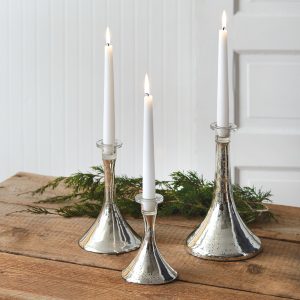 silver mercury glass candle holders