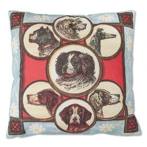 Canine and Floral Throw Pillow